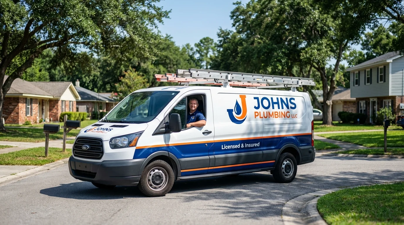 Johns Plumbing LLC service van in Goodrich, MI